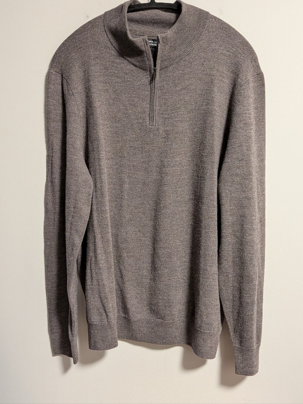 Mark Law Quarter Zip Sweater XL 100% Fine merino Wool. NWT. Lightweight. Brown